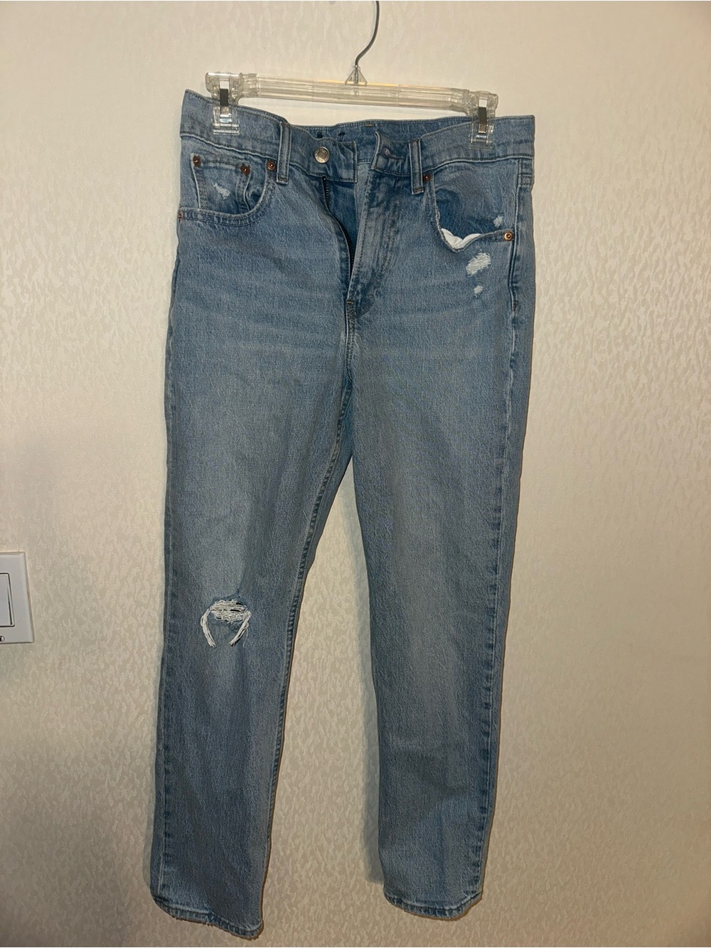 GAP Women's Light Blue Distressed Sky High Staight